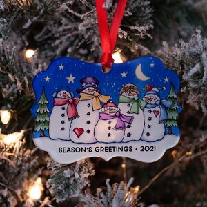 Christmas Ornaments, Snowman Ornament, Seasons Greetings, 2021 Ornament, Secret Santa Gift, Coworker Gift,