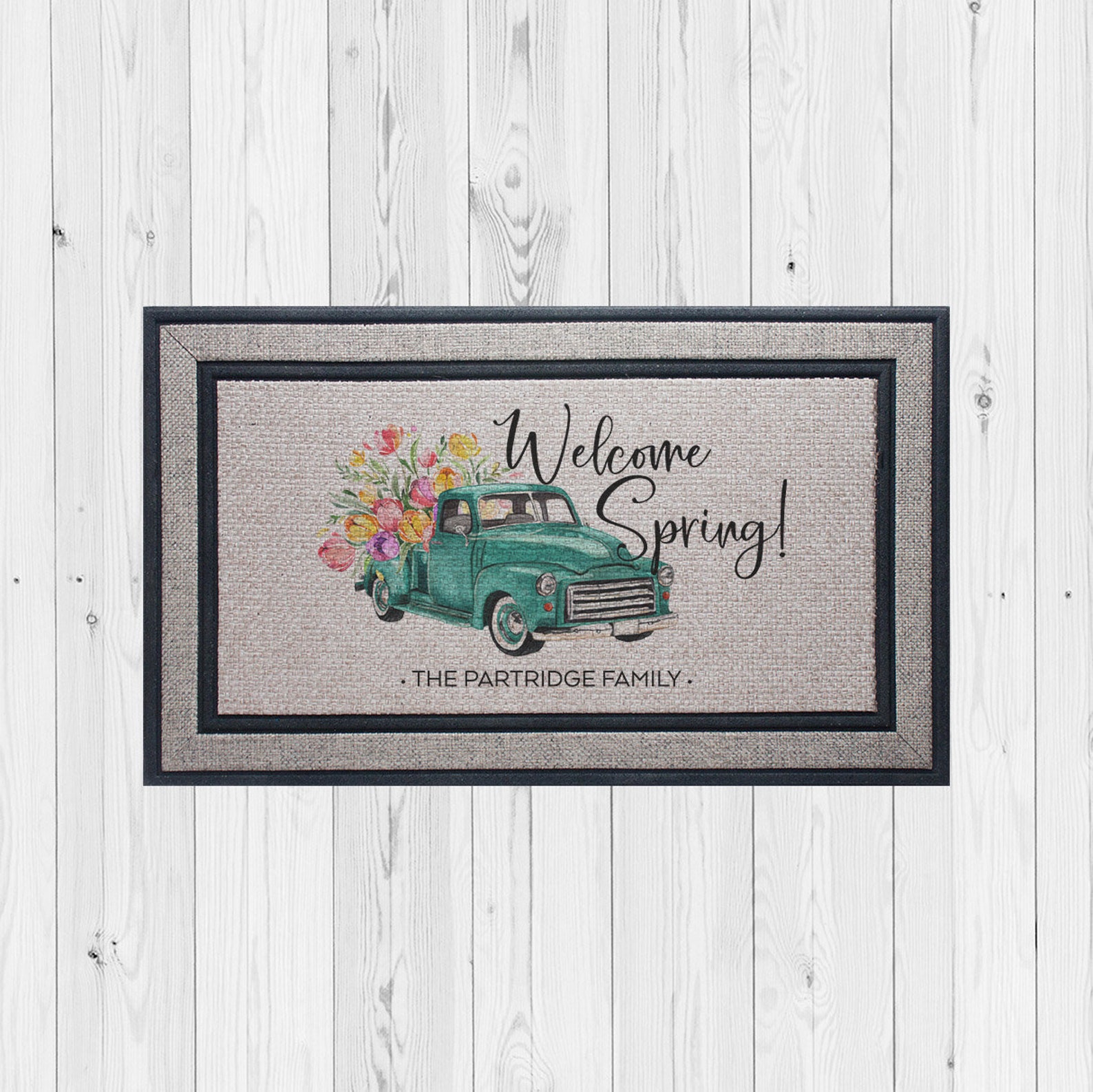 Spring Door Mat Floral Doormat Spring Personalized Etsy