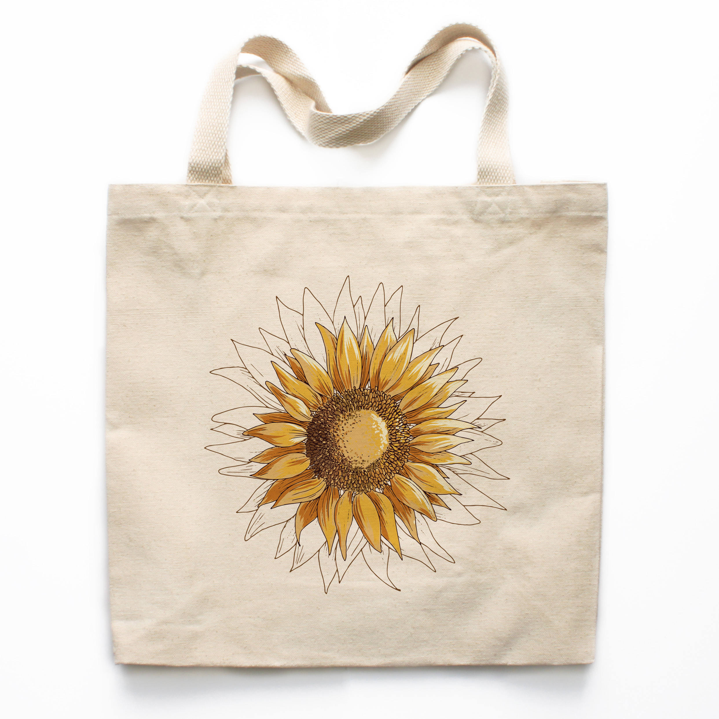 Sunflower Canvas Tote Bag Floral Canvas Tote Bag Printed | Etsy