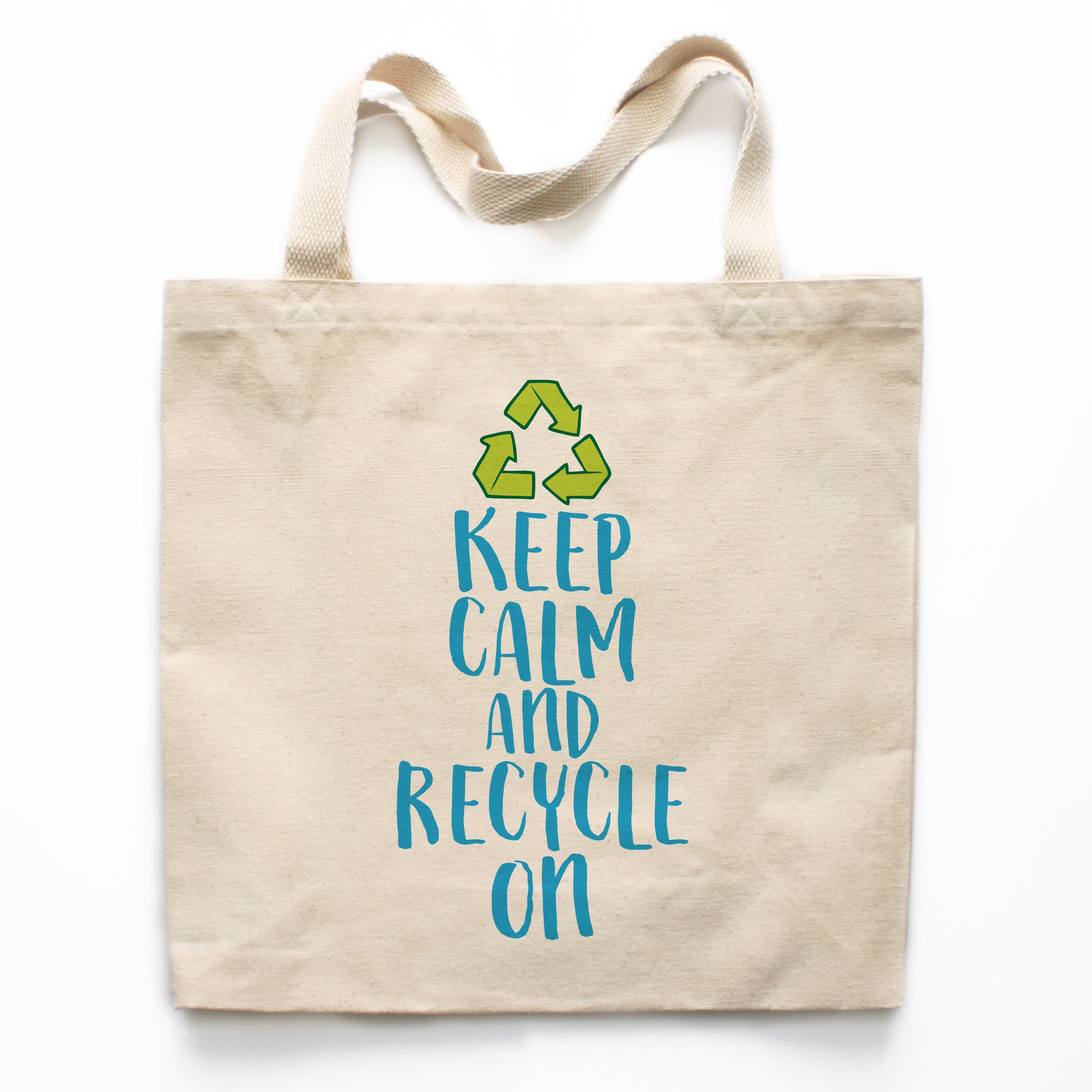 Earth Day Tote Bag, Keep Calm and Recycle Bag, Canvas Tote Bag