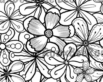 Flowers Collage Alpha Coloring Sheet