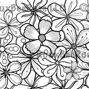 Flowers Collage Alpha Coloring Sheet