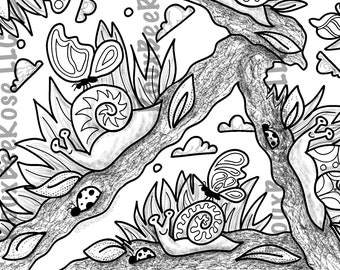 Slow Down Snails TEXTURE Coloring Sheet