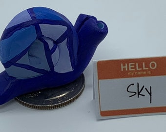 Limited Edition: Blue Stained Glass Slow Down Snail “Sky”