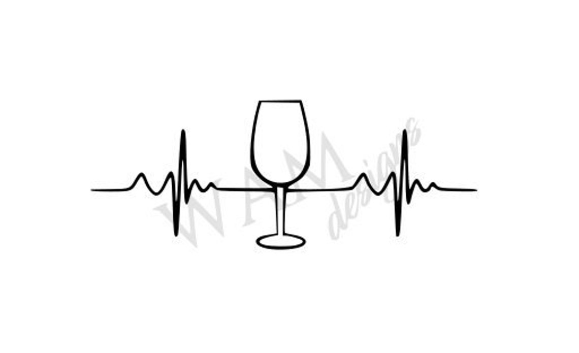 Wine Glass Heartbeat SVG Etsy