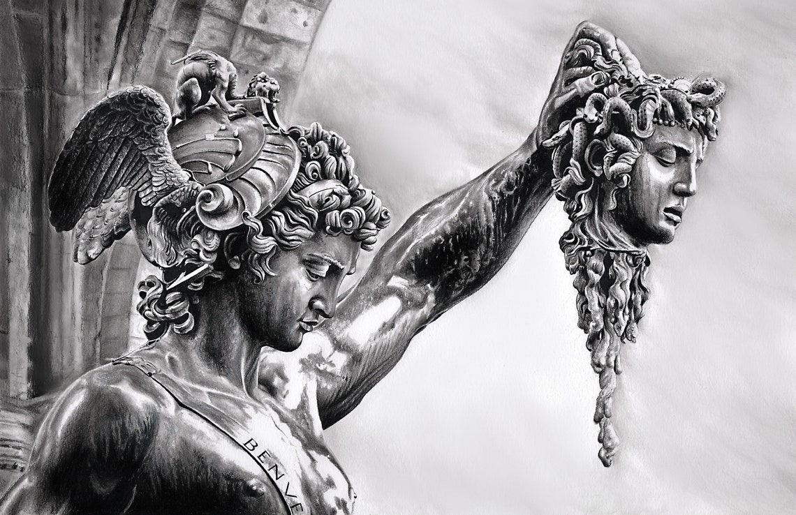 Perseus Statue Holding Medusa's Head | Etsy