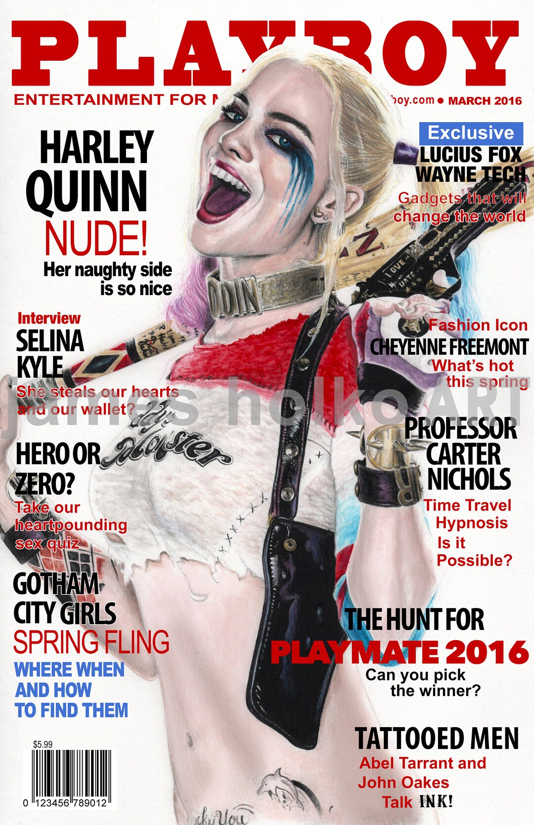 1080px x 1669px - Harley Quinn Playboy Cover - Etsy Israel