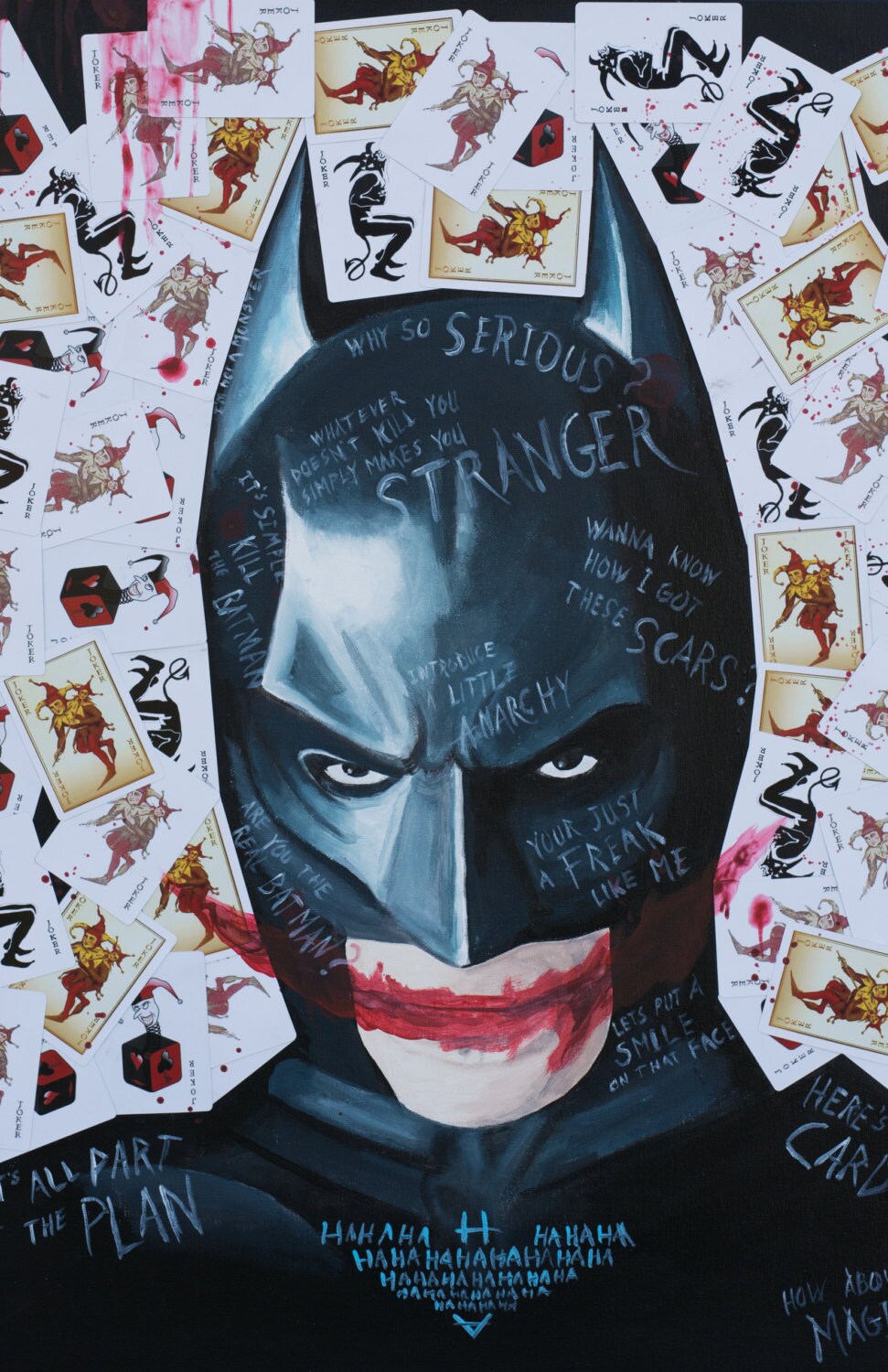 Batman Joker Card Dark Knight Painting Pencil Print Art Etsy