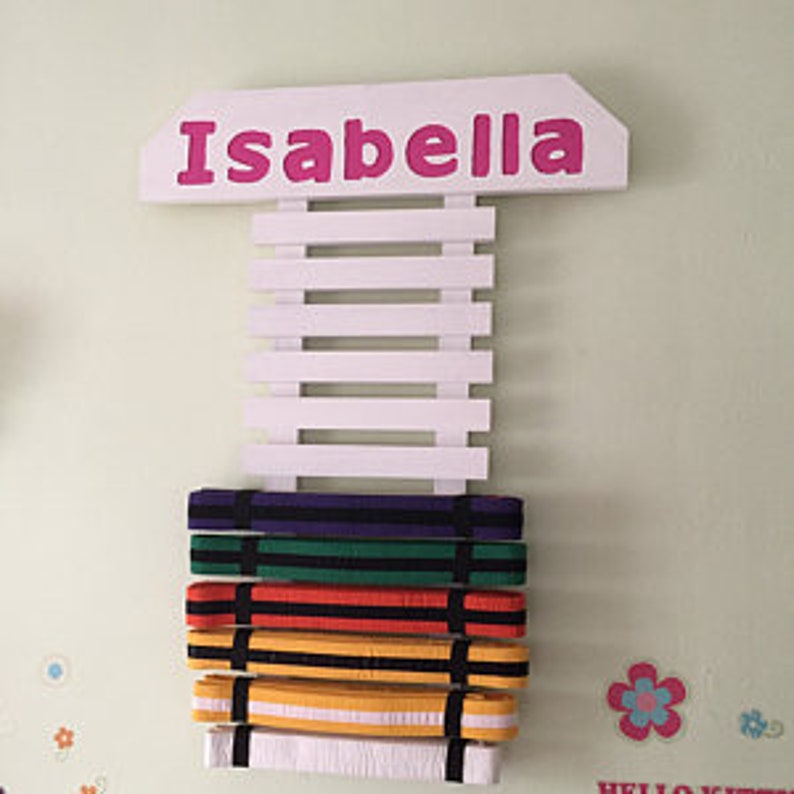 Wall Mount Martial Arts Belt Holder - Holds 13 Karate Belts - 9 color options image 4