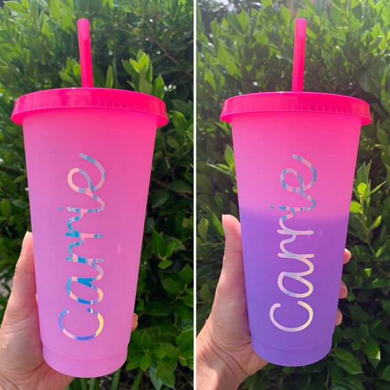 Color Changing Tumblers Cups with Lids & Straws - 10 Reusable Bulk