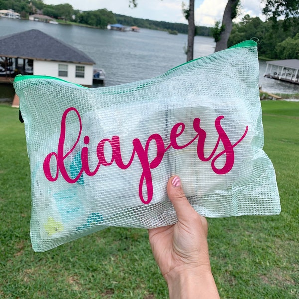 Diaper Bag Organizer Zipper Pouch | Diaper Clutch | Custom Water Resistant Zipper Bag | Wet Dry Bag for Diapers, Toys, Snacks, Daycare