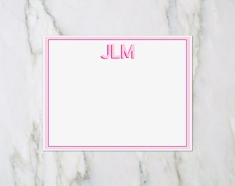 Shadow Initial Monogram Personalized Stationery | Monogram Shadow Text Notecards | Custom Thank You Cards | Modern Office Stationery