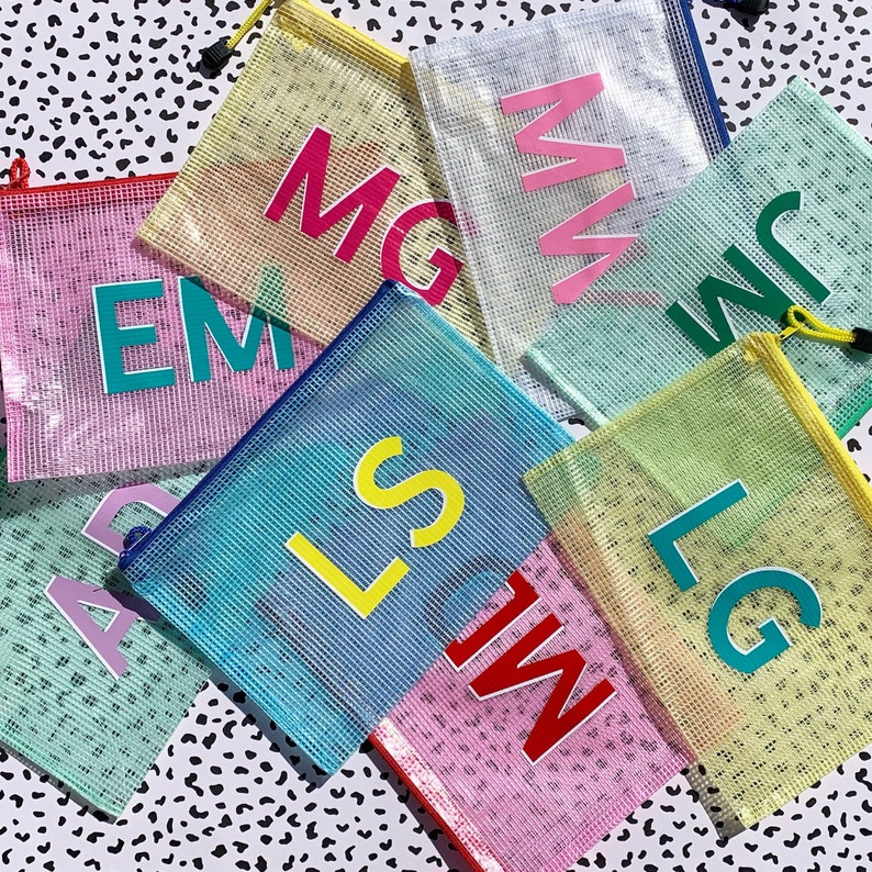 Custom Monogram Water-Resistant Zipper Pouch | Personalized Wet Dry Bag image 1