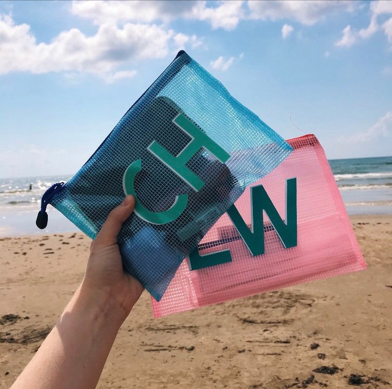 Custom Monogram Water-Resistant Zipper Pouch | Personalized Wet Dry Bag image 2
