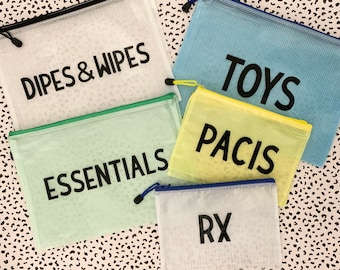 Custom Water Resistant Diaper Bag Organizer Bag | Personalized Wet Dry Zipper Bag Pouch for Backpacks, Back to School, Diaper Bags, Car