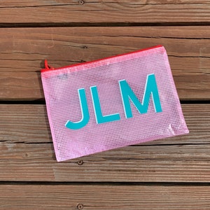 Custom Monogram Water-Resistant Zipper Pouch | Personalized Wet Dry Bag image 3
