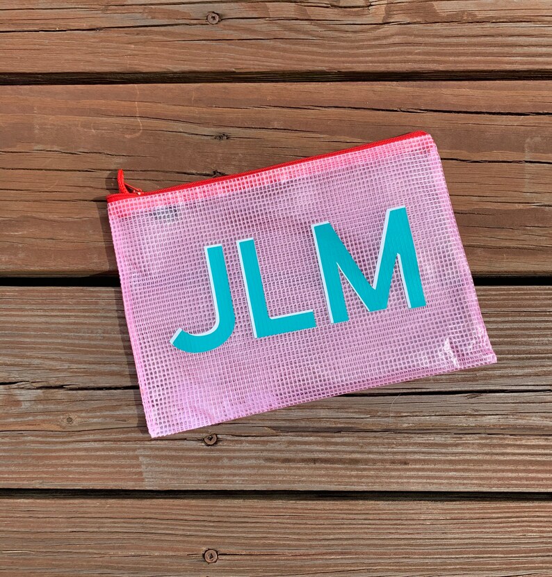 Custom Monogram Water-Resistant Zipper Pouch | Personalized Wet Dry Bag image 3