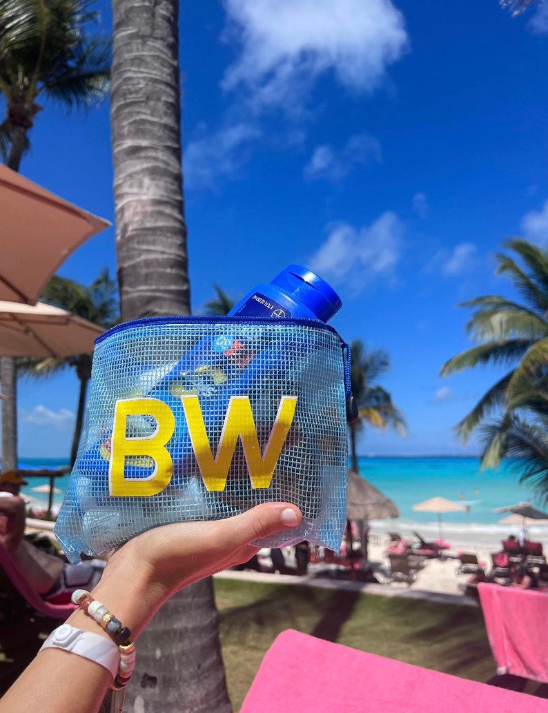 Custom Monogram Water-Resistant Zipper Pouch | Personalized Wet Dry Bag image 4