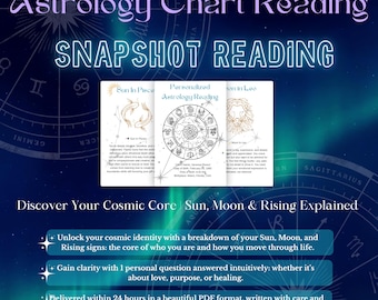 Astrologie Lesung | Deine Big 3 | Sonne Mond aufgehende Zeichen erklärt | Anfängerfreundliche Geburtstags-Personalisierte Geburtstafel-Analytik | PDF-Datei