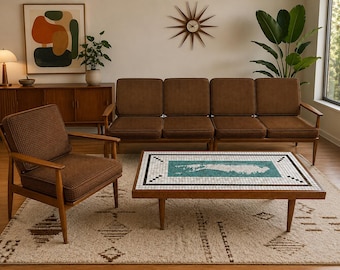 Conjunto vintage Baumritter de sofá modular e poltrona de 3 peças, estilo moderno de meados do século XX | Assentos em nogueira dinamarquesa | Restaurado com novas cintas Fagas |