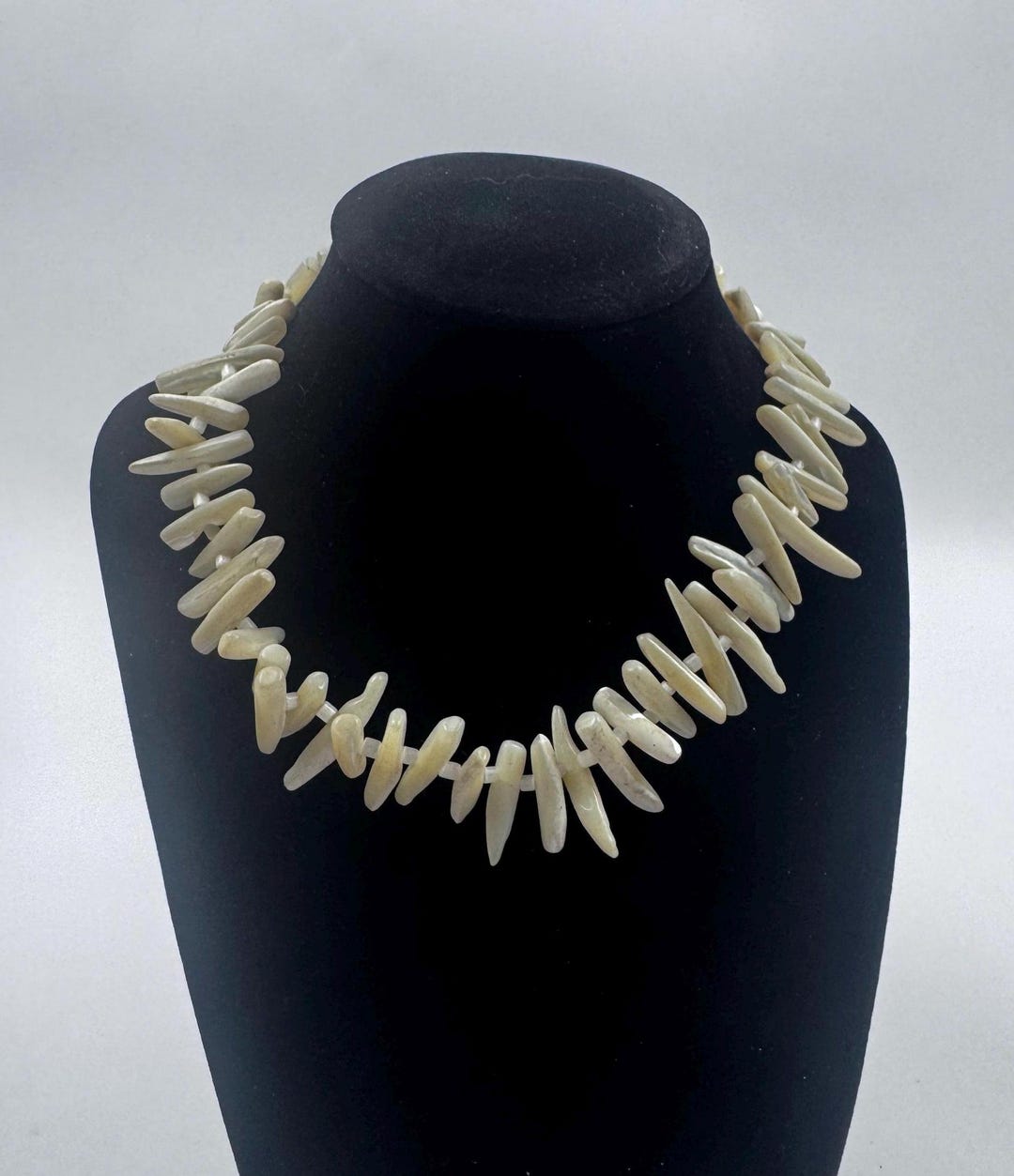Vintage White Shell Spike Statement Necklace - Etsy