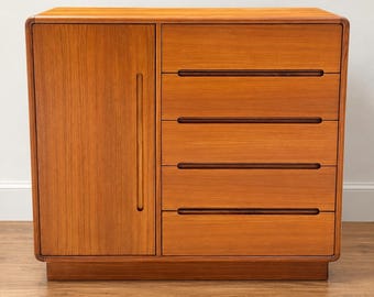 Sun Cabinet Co Teak Gentleman’s Chest 1970s | Mid Century Modern Highboy Dresser | Danish Modern Wardrobe | Free Shipping