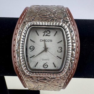 Chico\'s Silver Glitter Quartz Cuff Watch Chico main image 4