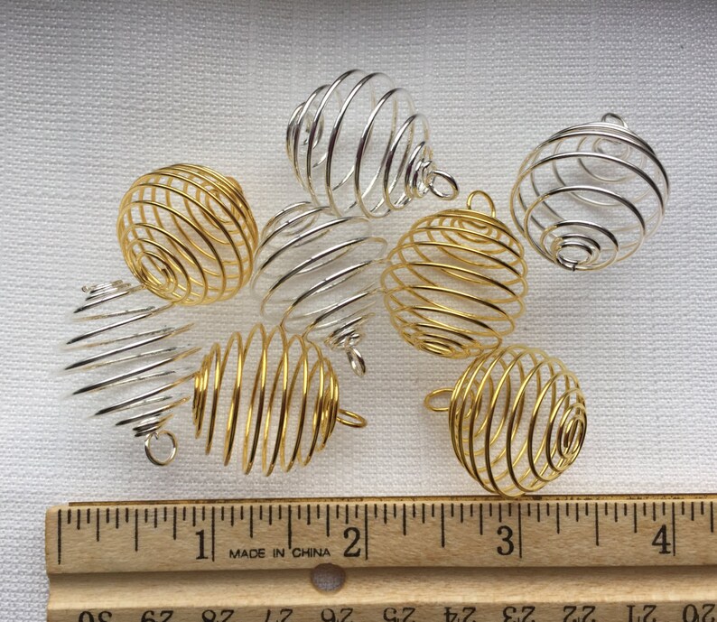 Spiral Cages set of 10 Gold or Silver Smudged & Reiki image 1