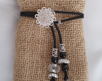 Crystal Blossom Lariat Hair Tie For Locs, Microlocks, Curly Hair, Braids, Natural Hair