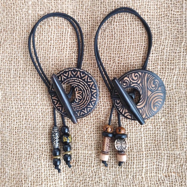 Engraved Wood Hair Tie, Tribal  and Swirl Pattern