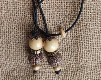 Etched Wood Lariat Hair Tie For Locs, Sisterlocks, Braids, Ponytails, Curly Hair, Natural Hair
