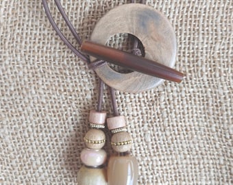 Walnut Donut Bead Hair Tie For Locs, Braids, Natural Hair, Curly Hair