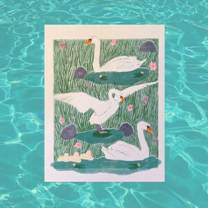 swan pond risograph print