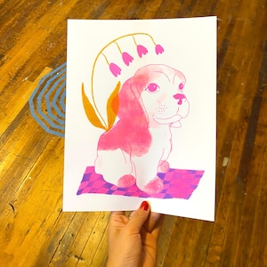 pink puppy club risograph print