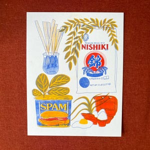 spam fried rice risograph print