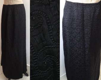 Vintage 1950s skirt / 1960s skirt / Long black A-line skirt / Seigal Skirts