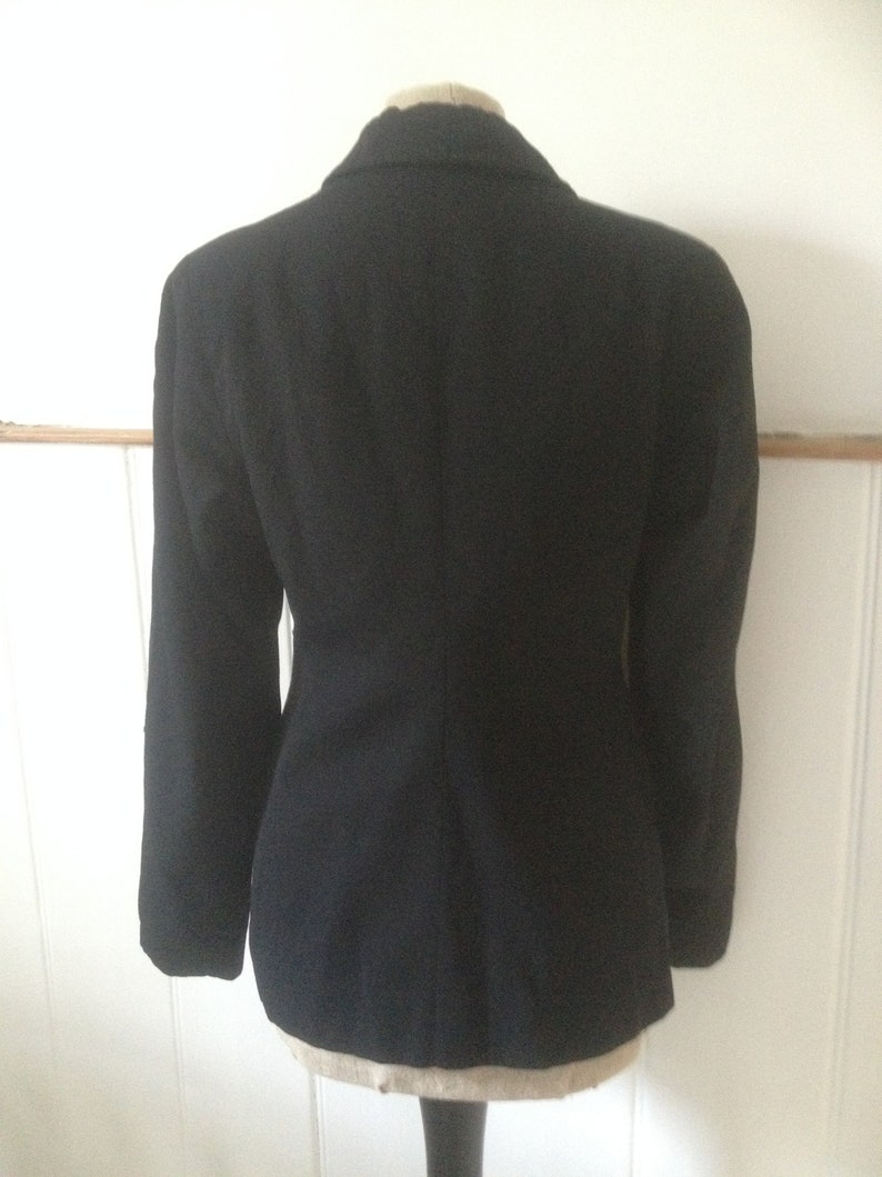 Vintage 1940s 1930s black jacket with self cover buttons 30s 40s Fitted VOLUP