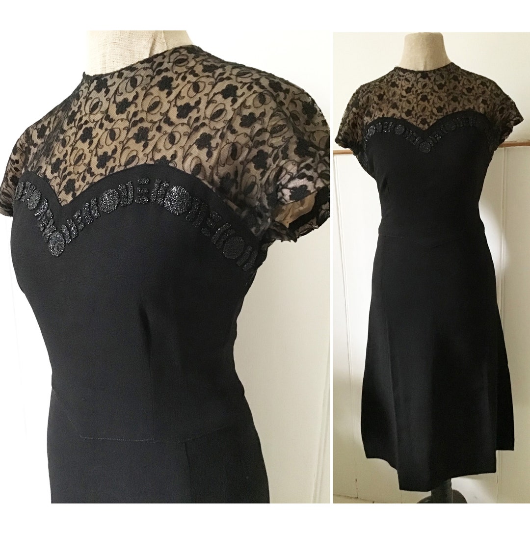 40’s Winter White Wool Crepe Dress main image 1