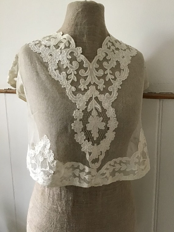 Chemisette de blusa de tul de encaje crudo vintage victoriano eduardiano antiguo Etsy Mexico