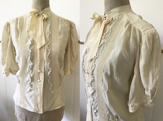 30's Quilted Stripe Blouse by Jay's Of Boston
