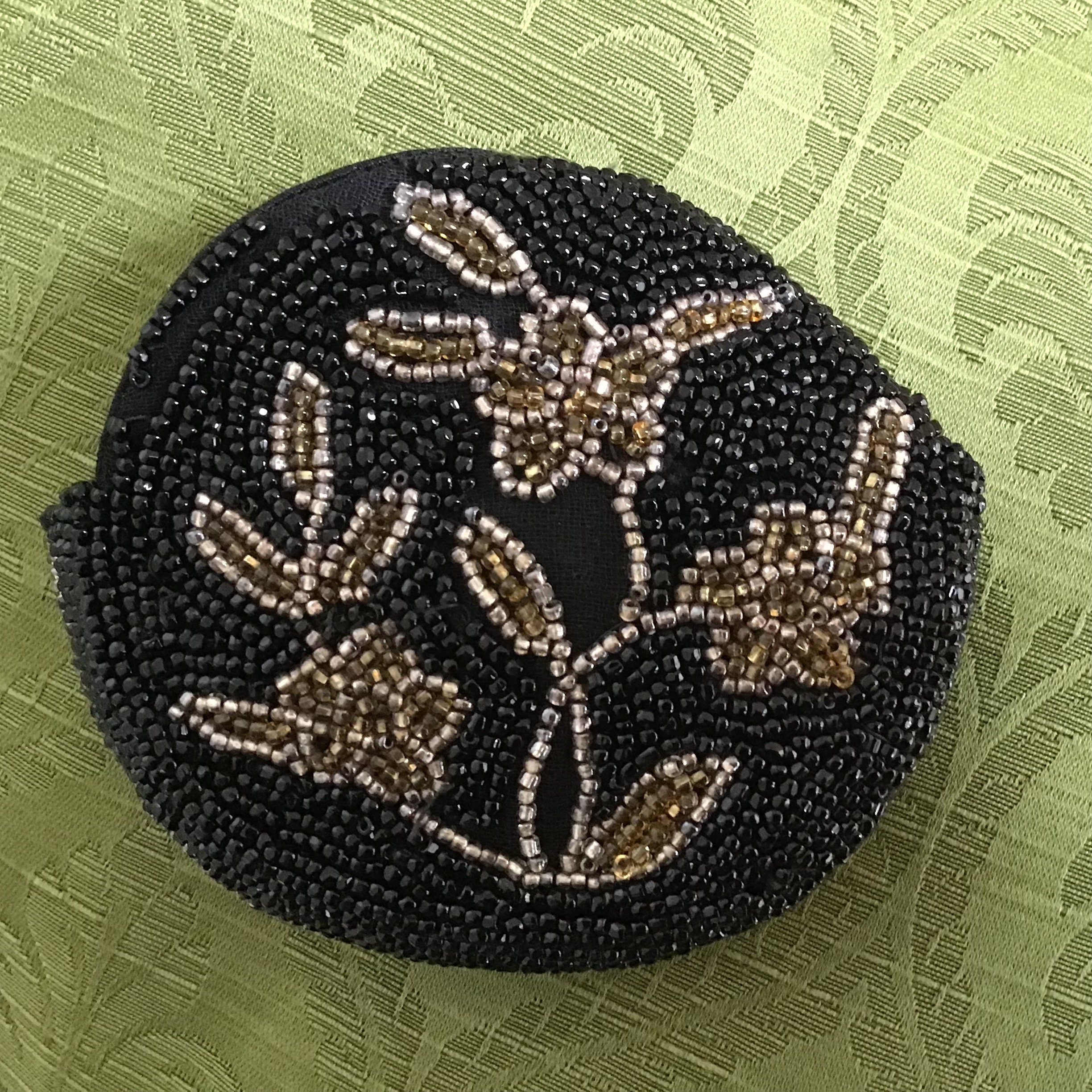 Vintage 1950s Black Beaded Powder Compact Case - Etsy