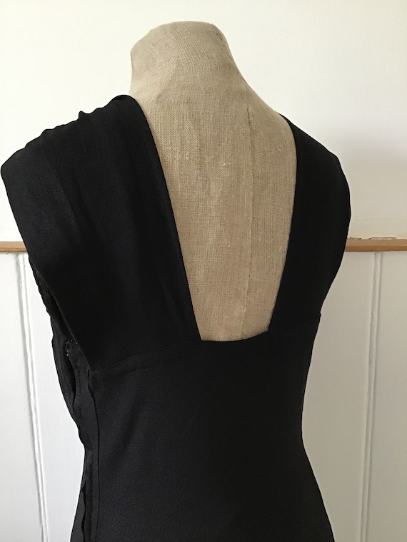 Vintage 1930s 30s black crepe asymmetric dress wi… - image 5