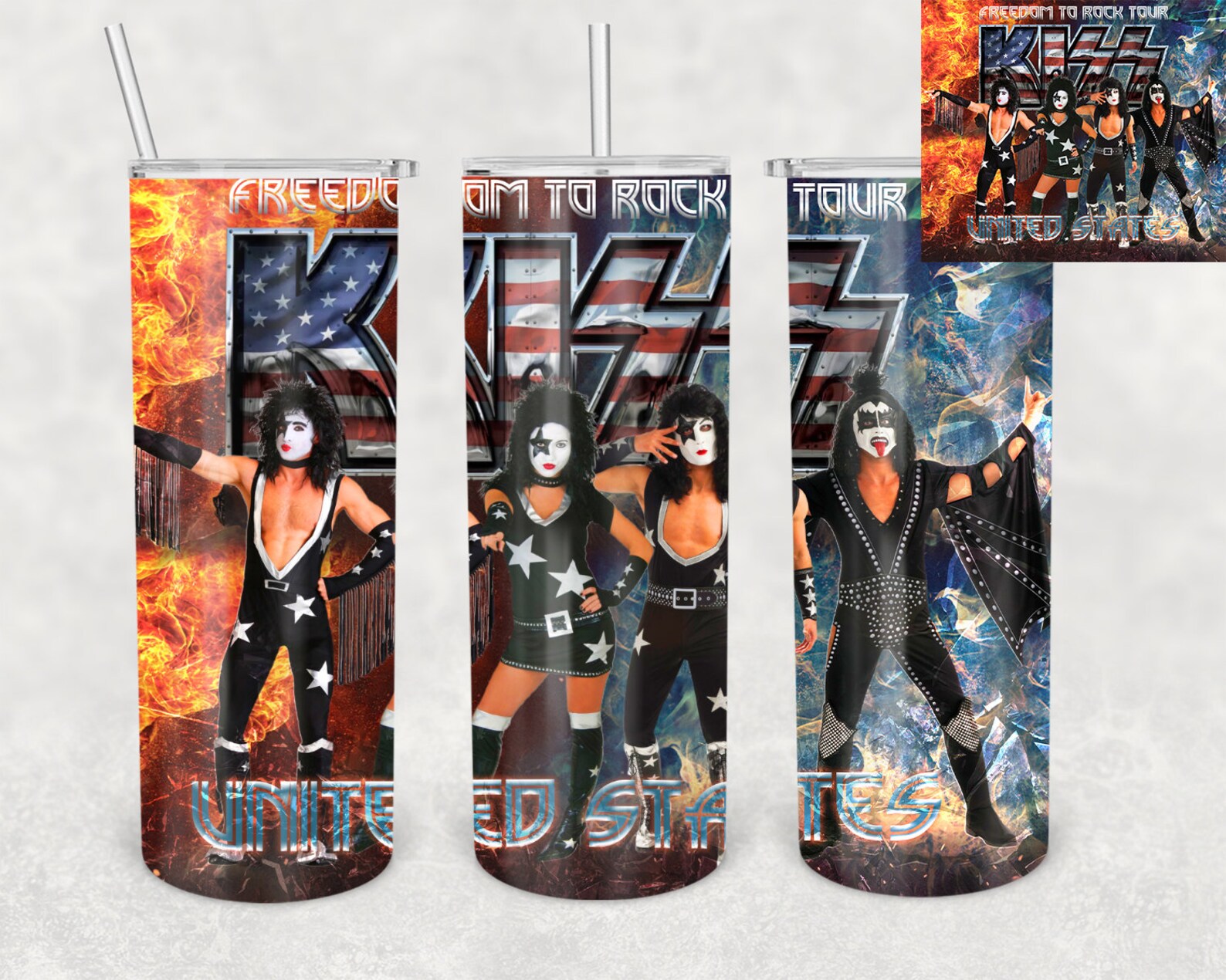 Freedom to Rock Tour Tumbler Kiss Band Tumbler PNG Rock Band Etsy