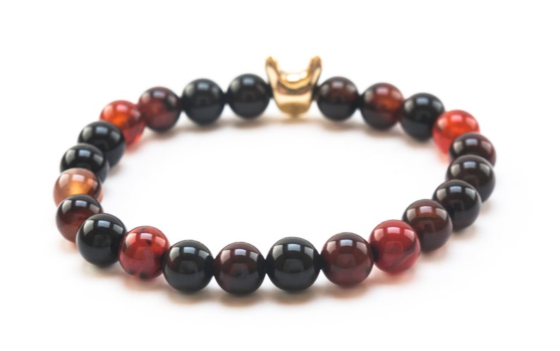 Carnelian Stone & Bronze Egyptian Mau Cat Unisex Bracelet ...