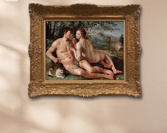 The Fall of Man by Hendrick Glotzius Baroque Fine Art Print DIGITAL FILE DOWNLOAD classical oil painting art print Adam and Eve