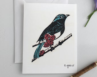 Notecard | Bird on a Branch | Blank Cards | Block Printed Cards | Artist Made Cards