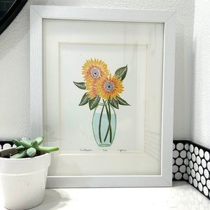Stampa Linoleografia / Girasoli / Arte Originale Fatta a Mano / Senza Cornice
