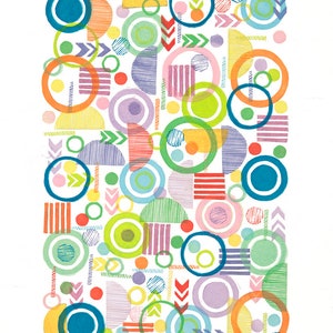 Linosnede print | Tutti Frutti-samenvatting | Originele poster of gicleeposter