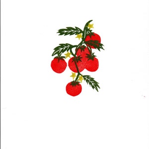 Blockdruck | Kirschtomaten | Handgefertigtes Original Kunstwerk | Ungerahmt