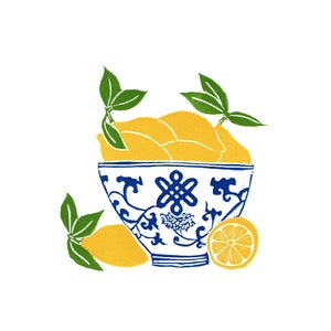 Block Print | Lemons | Handmade Original Artwork | Unframed